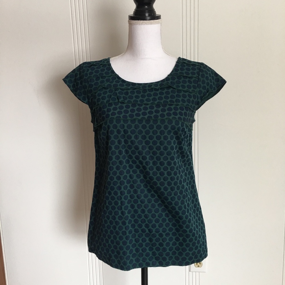 Small Tommy Hilfiger Green & Navy Dot Top